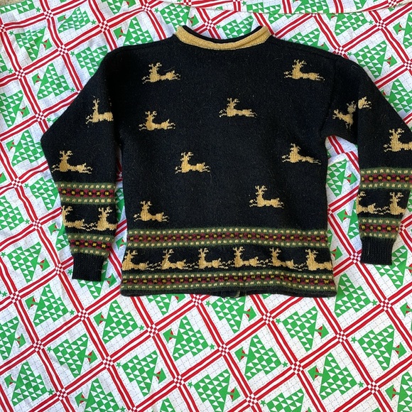 Vintage Christmas Reindeer Cardigan Sweater - Picture 4 of 4
